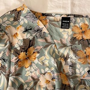 Floral blue and yellow long sleeve shirt